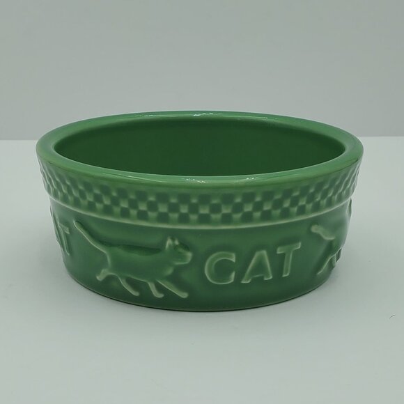 Longaberger Mulligan Green Cat Bowl Mulligan Cat Food Dish Water Bowl - Picture 1 of 6